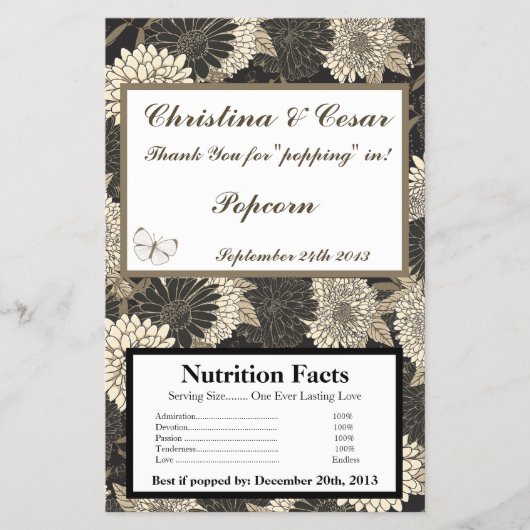 Magnetron Popcorn Wrapper Zwart Crème Daisies/Carn Flyer (Voorkant)