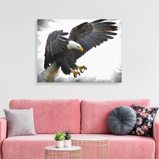 Magnificant Bald Eagle in Flight Canvas Afdruk (Insitu (Woonkamer))
