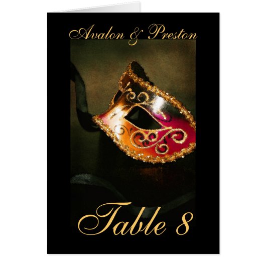 Magnificant Masqurade Masker Table Number Card (Voorkant)