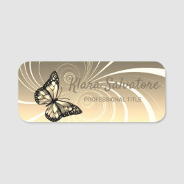 Magnificant modern elegant geel met vlinder naamplaatje