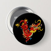 Magnificant Oriental Dragon Ronde Button 7,6 Cm (Voorkant /achterkant)