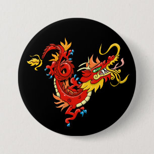 Magnificant Oriental Dragon Ronde Button 7,6 Cm