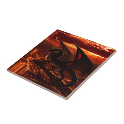 Magnificant Red Dragon Tegeltje (Zijkant)