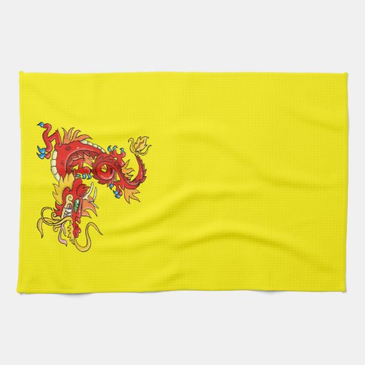 Magnificant Red Imperial Dragon Kitchen Towel Theedoek (Horizontaal)