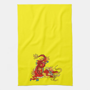 Magnificant Red Imperial Dragon Kitchen Towel Theedoek