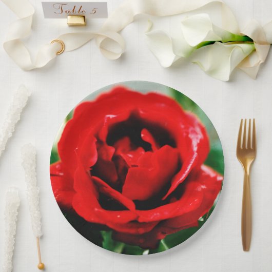 Magnificant Red Rose Love Papieren Bordje (Huwelijk)