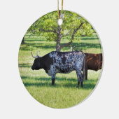 Magnificant Texas Longhorn Steers Keramisch Ornament (Links)