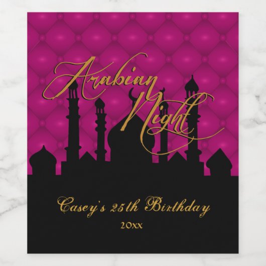 Magnificante magenta, Arabische Nacht Wijn Etiket (Enkel label)