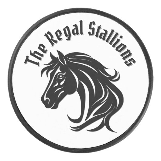 Magnificent Black Horse Head Add Title Hockey Puck (Voorkant)