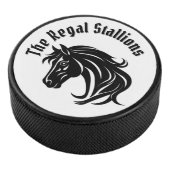 Magnificent Black Horse Head Add Title Hockey Puck (3/4)
