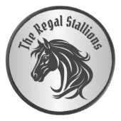 Magnificent Black Horse Head Add Title Silver Glow Hockey Puck (Voorkant)