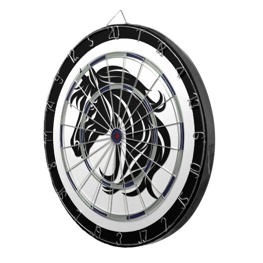 Magnificent Black Horse Head Dartbord (Voorkant Rechts)