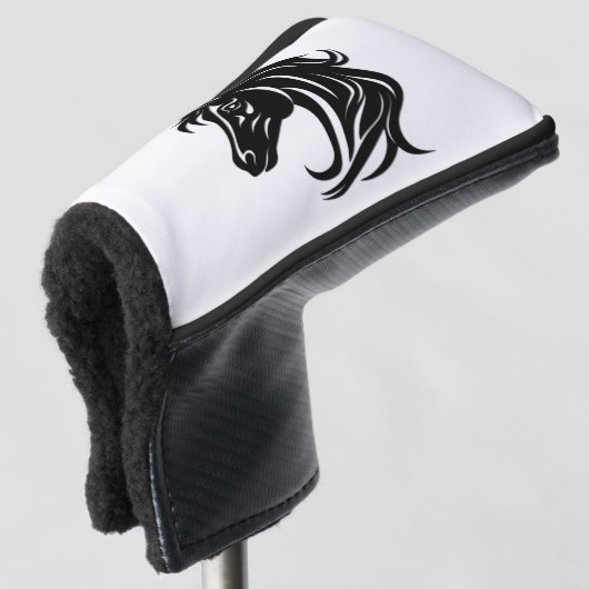 Magnificent Black Horse Head   Golfheadcover (3/4 voorkant)