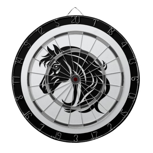 Magnificent Black Horse Head Regulation Board Dartbord (Voorkant)