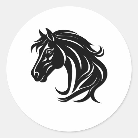 Magnificent Black Horse Head Ronde Sticker (Voorkant)