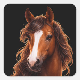 Magnificent, Brown horse with white blaze Vierkante Sticker