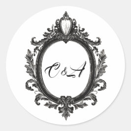 Magnificent Crest Motief, echtpaar monogram, bruil Ronde Sticker