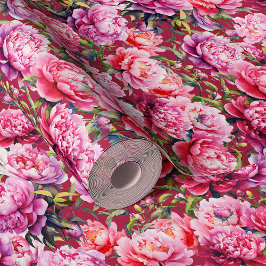 Magnificent Love Pioenschappen op Ruby Red Behang