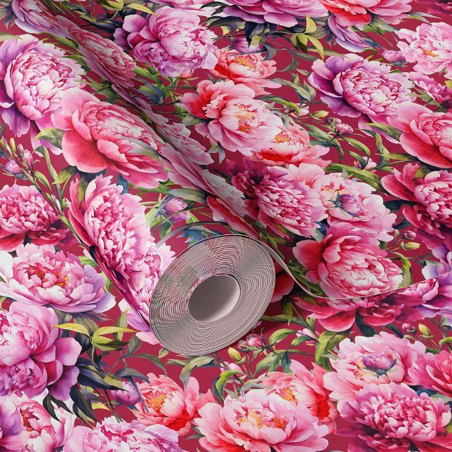 Magnificent Love Pioenschappen op Ruby Red Behang (Creator heeft geüpload)