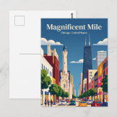 Magnificent Mile Illinois Briefkaart (Voorkant / Achterkant)