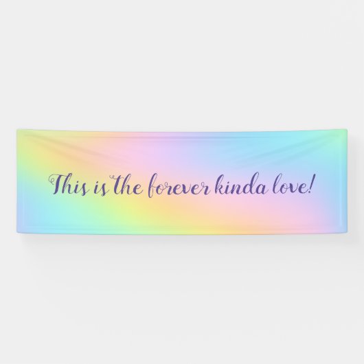 Magnificent Pastel Rainbow Wedding "Forever Love" Spandoek (Horizontaal)