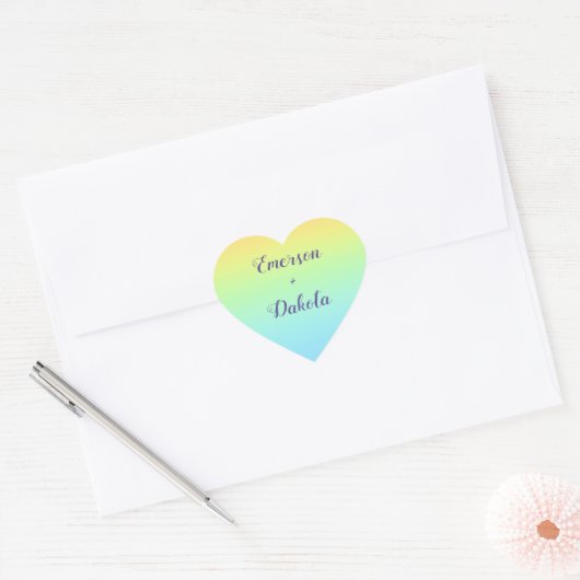 Magnificent Pastel Rainbow Wedding Hart Sticker (Envelop)