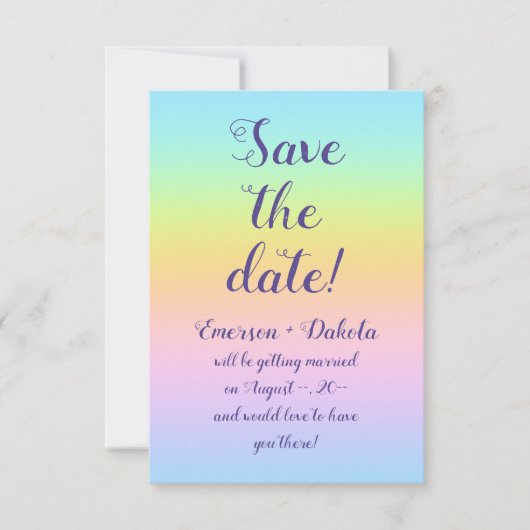 Magnificent Pastel Rainbow Wedding Save The Date (Voorkant)