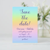 Magnificent Pastel Rainbow Wedding Save The Date (Staand voorkant)