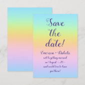 Magnificent Pastel Rainbow Wedding Save The Date (Voorkant / Achterkant)