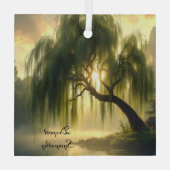 Magnificent weeping willow by a pond, custom glas ornament (Achterkant)