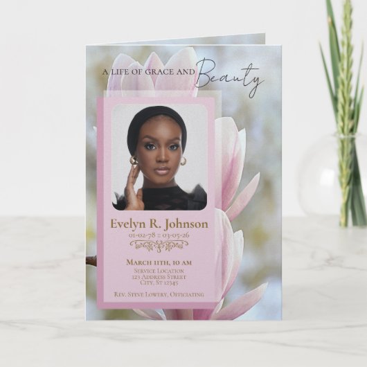 Magnolia 5-foto vouwuitvaartprogramma (Voorkant)