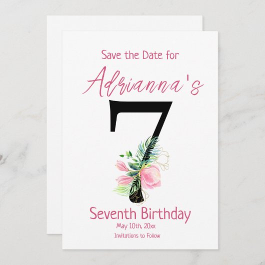 Magnolia 7e verjaardag save the date (Voorkant / Achterkant)