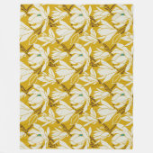 Magnolia afbeelding in mosterd patroon fleece deken (Voorkant)