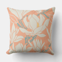 Magnolia afbeelding in perzik patroon kussen