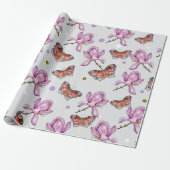 Magnolia and butterflies, watercolor pattern cadeaupapier (Uitgerold)