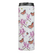Magnolia and butterflies, watercolor pattern thermosbeker (Achterkant)
