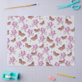 Magnolia and butterflies, watercolor pattern tissuepapier