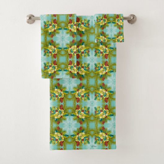 Magnolia Aqua Christmas Bad Handdoek (Insitu)