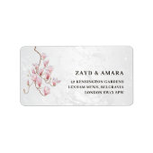 Magnolia Arch Address Label | Pink Floral Marble (Voorkant)