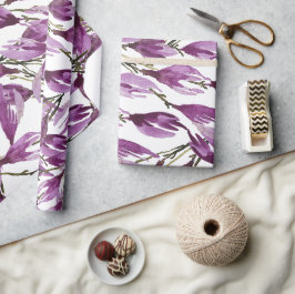 Magnolia Art Paarse Violet Waterverf Cadeaupapier