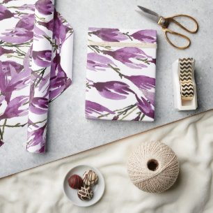 Magnolia Art Paarse Violet Waterverf Cadeaupapier