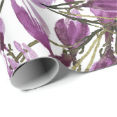 Magnolia Art Paarse Violet Waterverf Cadeaupapier (Rol Hoek)