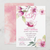 Magnolia Baby in Bloom Thee Uitnodiging (Voorkant / Achterkant)