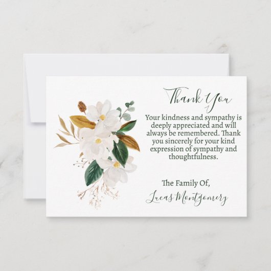 Magnolia begrafenisfoto dank u, sympathie notitiekaartje (Voorkant)