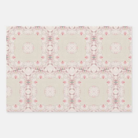  Magnolia Beige Ephemera Patroon Inpakpapier Vel (Voorkant 2)