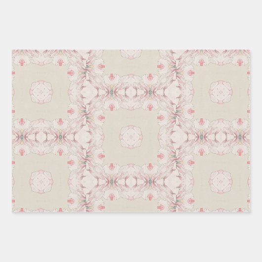  Magnolia Beige Ephemera Patroon Inpakpapier Vel (Voorkant)