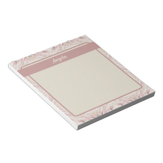  Magnolia Beige Ephemera Patroon Notitieblok (Schuin)