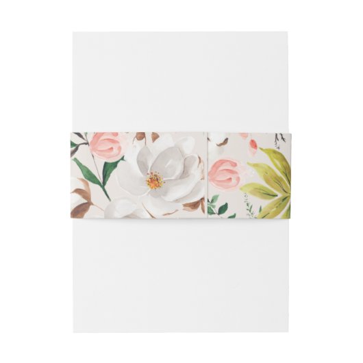 Magnolia Belly Band Wedding Invitation Wrap L201 Uitnodigingen Wikkel (Achterkant Voorbeeld)