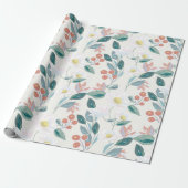 Magnolia & Berry Ivory Witte Bloemen Cadeaupapier (Uitgerold)