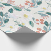 Magnolia & Berry Ivory Witte Bloemen Cadeaupapier (Hoek)